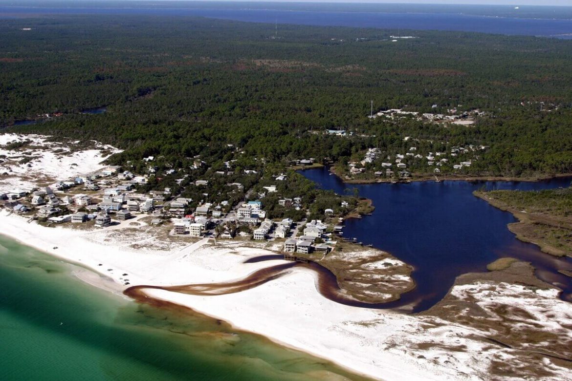 Ariel image of a Santa Rosa Beach dune lake.